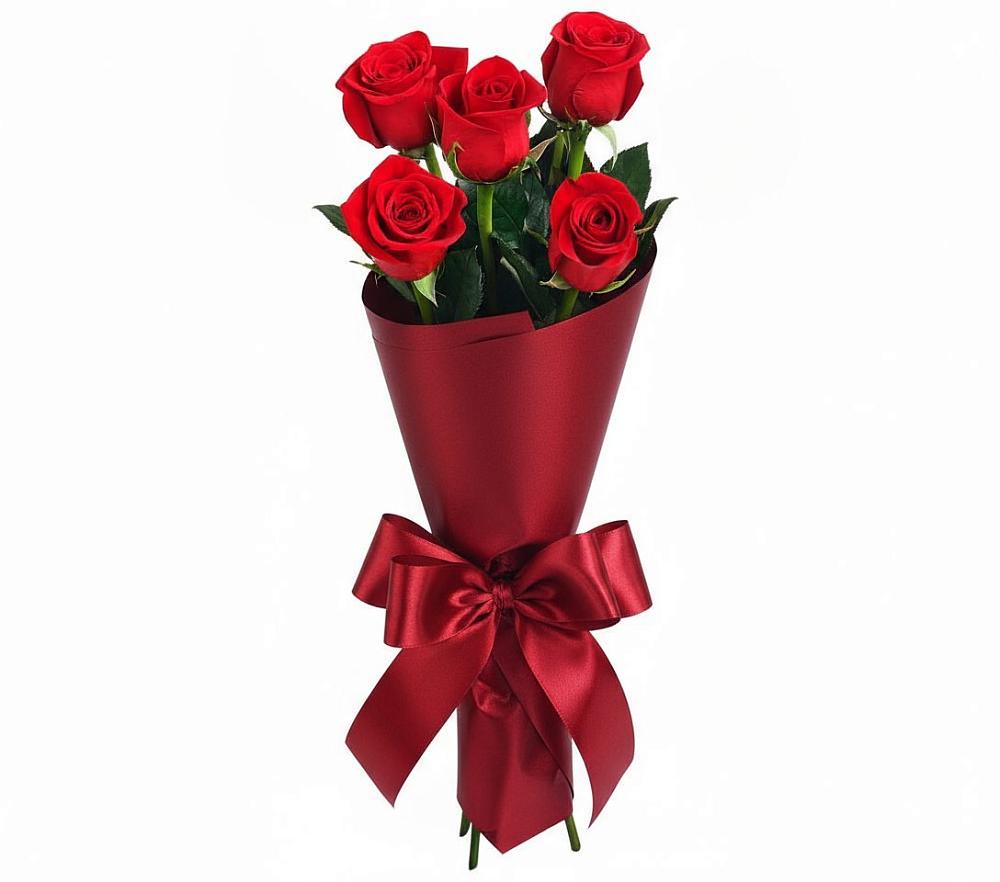 Букет 5 Красных роз Эдлесс Лав в Введенское