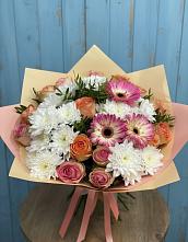 Букет цветов из:  Розы, Герберы и Хризантемы #REPLACE_PRED# Введенское