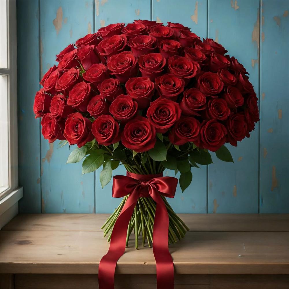 Букет Красные розы Блэк Меджик в Введенское