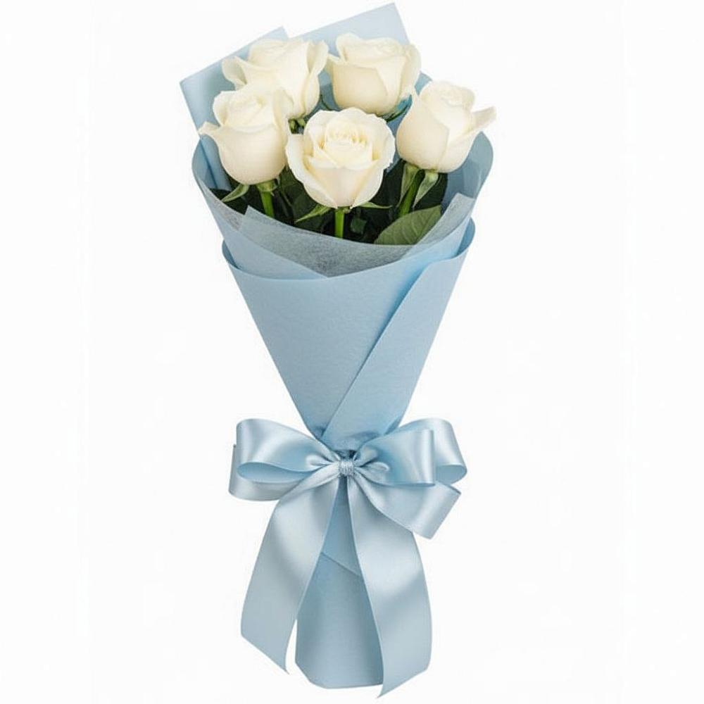 Букет 5 Белых роз Проуд в Введенское