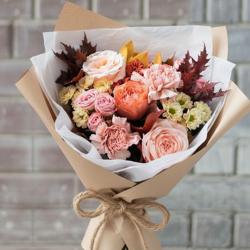 Букет цветов из: Гвоздики, Хризантемы и Розы в Введенское