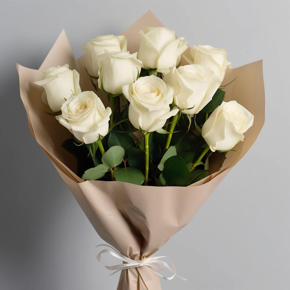 Букет 9 Белых роз Эдлесс Лав в Введенское