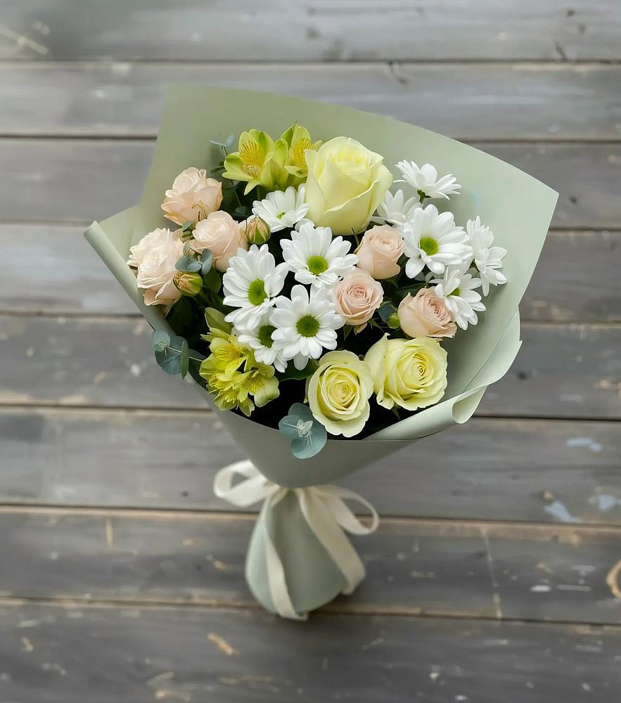 Букет цветов из: Альстромерии, Розы и Хризантемы в Введенское