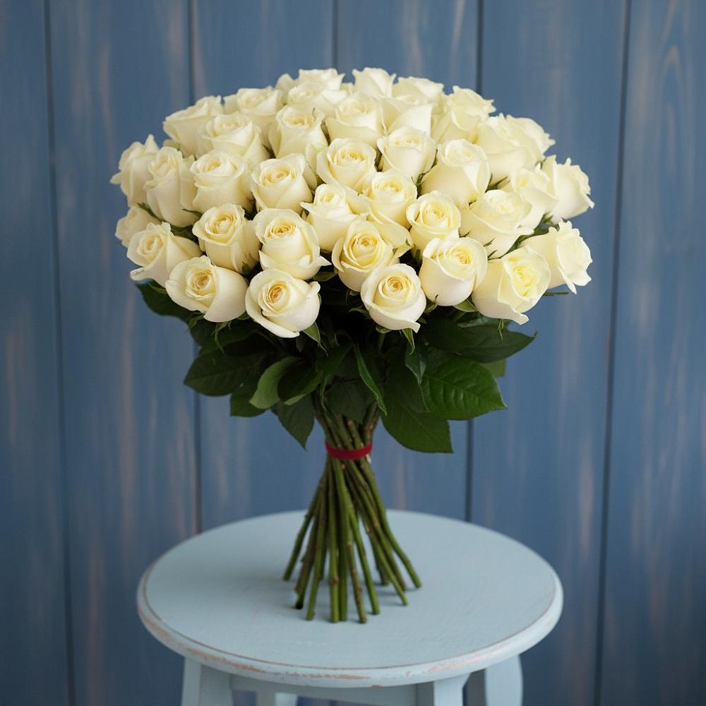 Букет 51 Белая роза Эдлесс Лав в Введенское