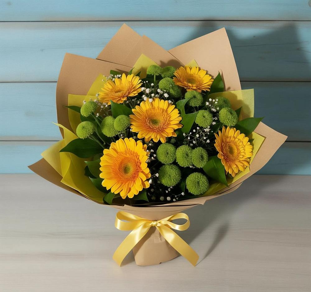 Букет цветов из: Герберы и Хризантемы в Введенское
