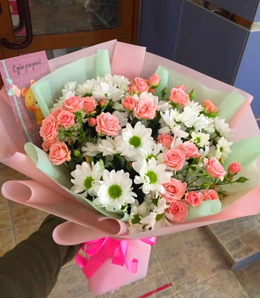 Букет цветов из: Розы и Хризантемы в Введенское