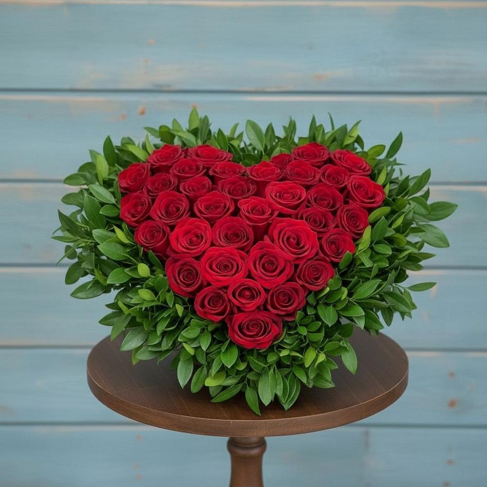 Цветочная композиция из Розы в виде сердца в Введенское