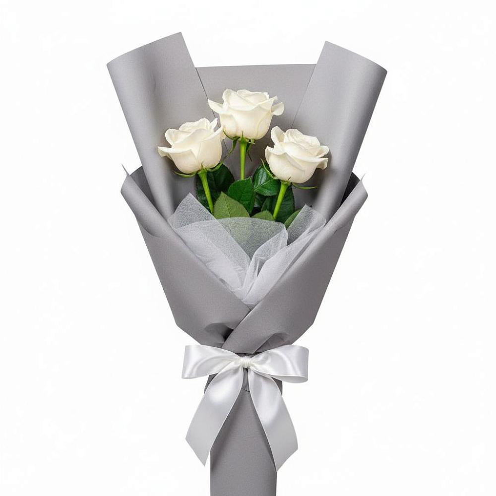 Букет 3 белые розы в Введенское