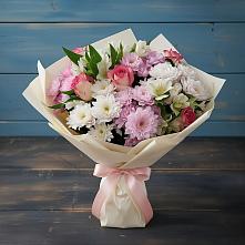 Букет цветов из:  Хризантемы, Альстромерии и Розы в Введенское