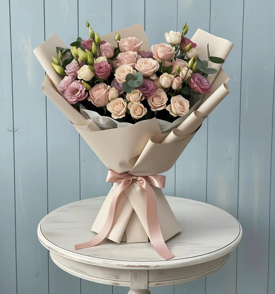 Букет цветов из: Розы и Лизиантусы в Введенское