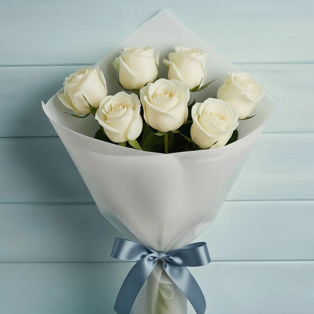 Букет 7 Белых роз Эдлесс Лав в Введенское